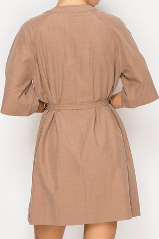 Stitch & Co Brown Belted Mini Dress