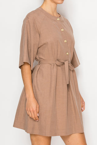Stitch & Co Brown Belted Mini Dress