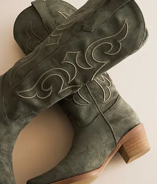 Sonora Green Suede Western Boots