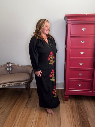 Entro Embroidered Long Sleeve Maxi