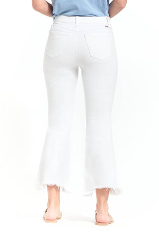 White Demi Boot Jean with Sharkbite Hem-1822 Denim
