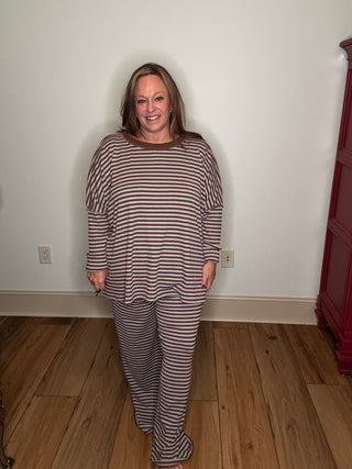 Heimish Blue/Brown Striped Waffle Knit Top