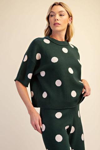 Glam Polka Dot Short Sleeve Sweater