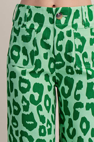 Colette Cropped Wide-Leg Leopard Pants