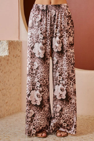 Jade By Jane Leopard Floral Wide Leg Pants