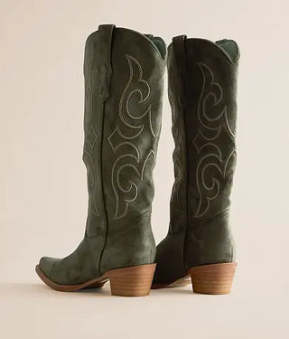 Sonora Green Suede Western Boots