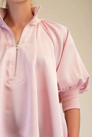 Glam Mock Neck Puff Sleeve Blouse
