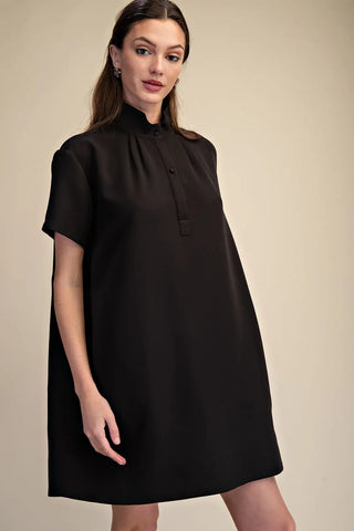 Glam Stand Collar Mini Shift Dress
