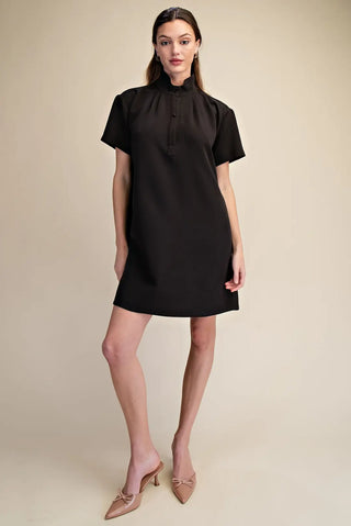 Glam Stand Collar Mini Shift Dress