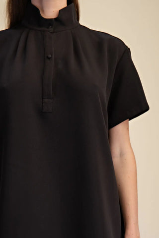 Glam Stand Collar Mini Shift Dress