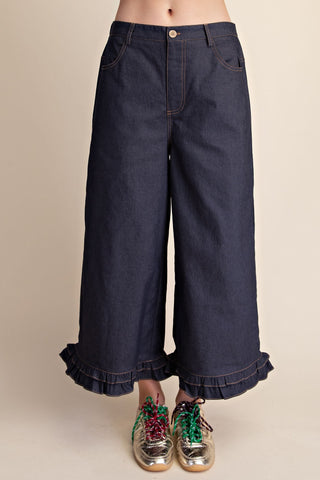 Glam Wide Leg Ruffle Hem Pants