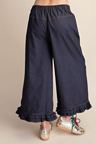 Glam Wide Leg Ruffle Hem Pants