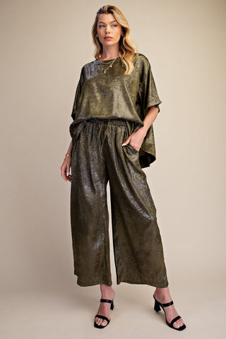 Glam Olive Shimmery Pant Set