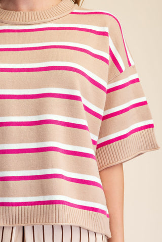 Glam Crew Neck Striped Sweater