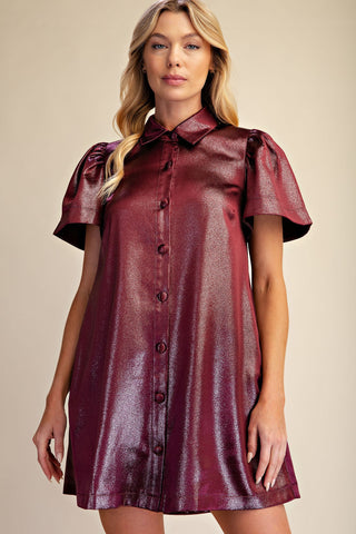 Glam Burgundy Metallic Mini Dress