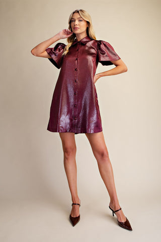 Glam Burgundy Metallic Mini Dress
