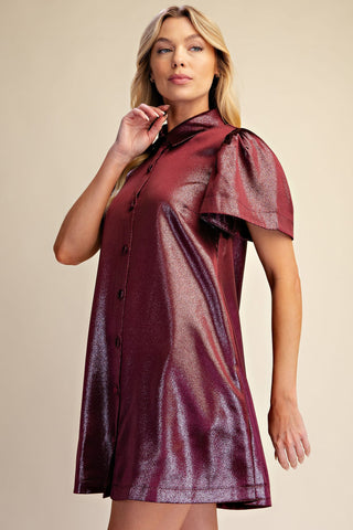 Glam Burgundy Metallic Mini Dress