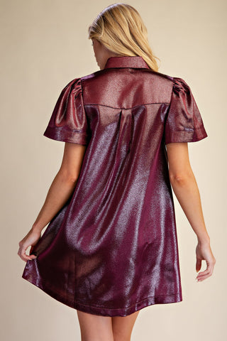 Glam Burgundy Metallic Mini Dress
