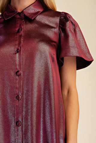 Glam Burgundy Metallic Mini Dress
