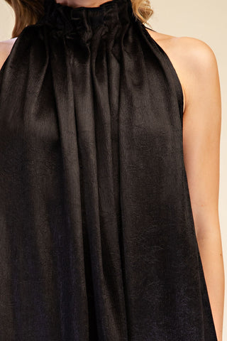 Glam Metallic Effect Halter Midi Dress