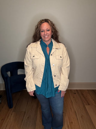 Easel Corduroy Bubble Hem Jacket