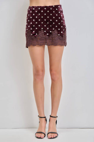BaeVely Crushed Velvet Lace Trim Mini