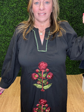 Entro Embroidered Long Sleeve Maxi