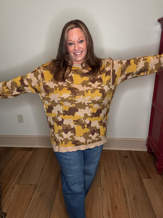 Easel Olive Camo Sweater