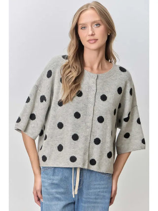 Polagram  Short Sleeve Polka Dot Cardigan