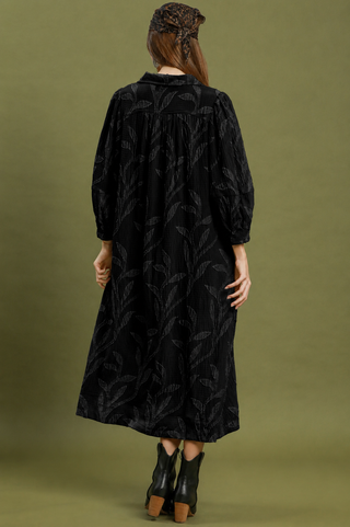Umgee Jacquard Collared Midi Dress