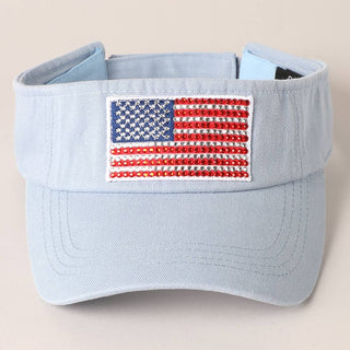 Rhinestone American Flag Visor