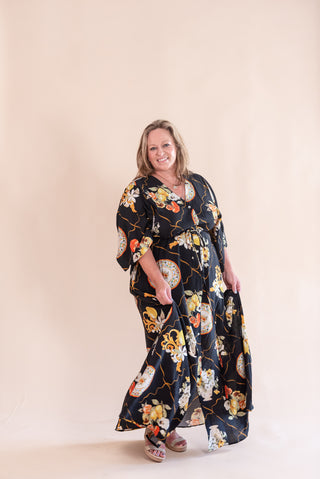 Entro Printed Button Front Maxi Dress
