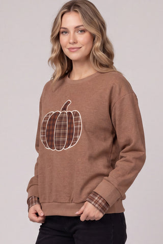 She+Sky Pumpkin Patchwork Sweatshirt