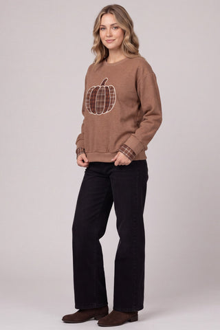 She+Sky Pumpkin Patchwork Sweatshirt