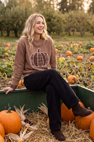 She+Sky Pumpkin Patchwork Sweatshirt