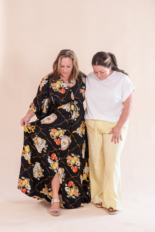 Entro Printed Button Front Maxi Dress