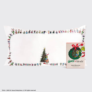 KITSCH The Grinch x Kitsch Satin Pillowcase in Whoville - King