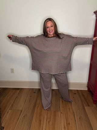 Heimish Blue/Brown Striped Waffle Knit Top