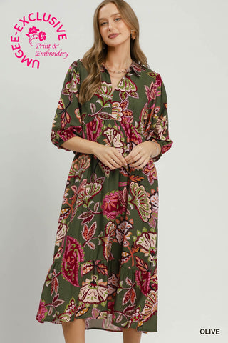 Umgee Boho Paisley Tiered Midi Dress