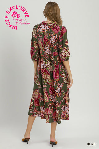 Umgee Boho Paisley Tiered Midi Dress
