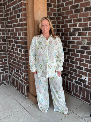 Stitch & Co Pastel Floral Wide Leg Pants