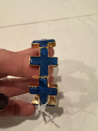 Blue N Gold Stretchy Cross Bracelet