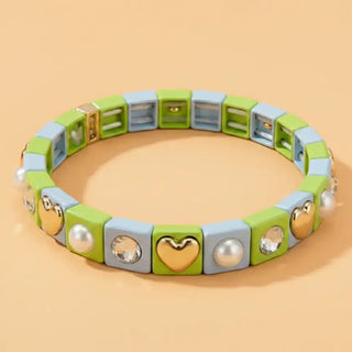 Enamel Stretch Bracelet - Small Gems - Maeve - Asst Colors