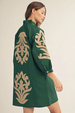 Jodifl Green Baroque Shift Dress