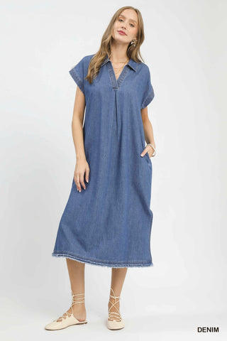 Umgee Denim Midi Dress