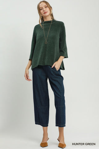 Umgee Mock Neck Dolman Sleeve Top