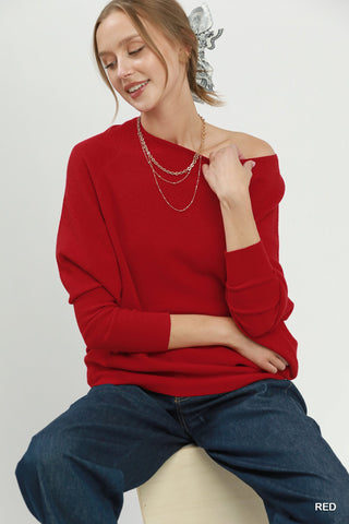Umgee Boat Neck Knit Sweater