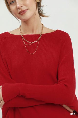Umgee Boat Neck Knit Sweater