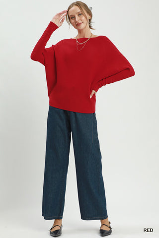 Umgee Boat Neck Knit Sweater