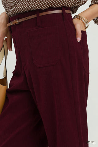 Umgee Corduroy Wide Leg Pants